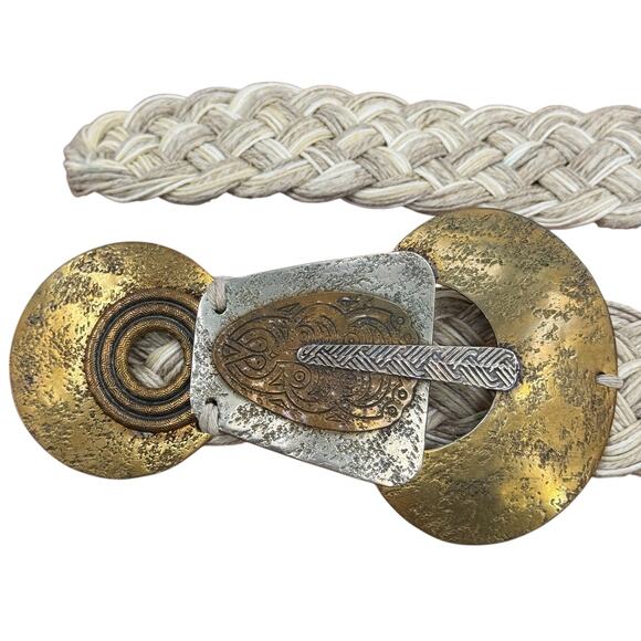 Woven Belt Womens Tan Braided Boho Festival Artisanal Cottagecore Hippie Folk